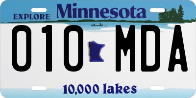 MN license plate 010MDA