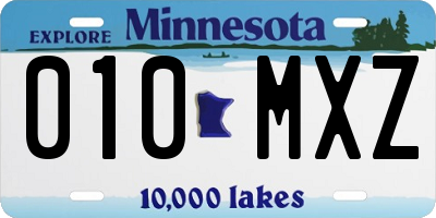 MN license plate 010MXZ