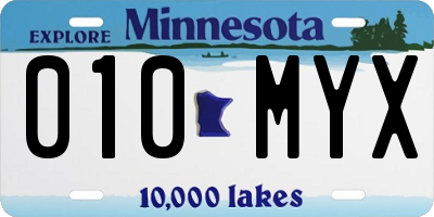 MN license plate 010MYX
