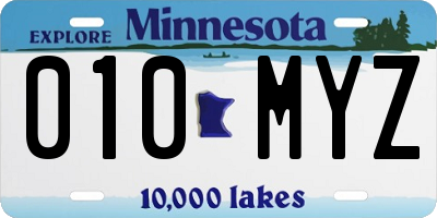 MN license plate 010MYZ