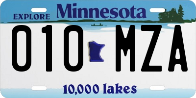 MN license plate 010MZA