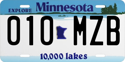 MN license plate 010MZB