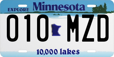MN license plate 010MZD