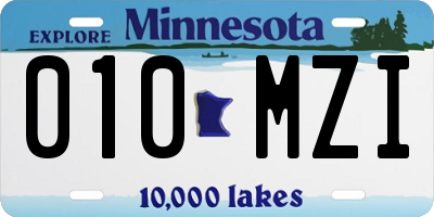 MN license plate 010MZI