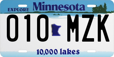 MN license plate 010MZK
