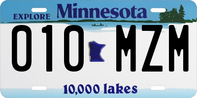 MN license plate 010MZM