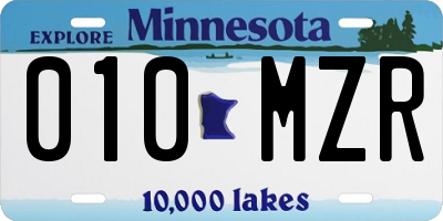 MN license plate 010MZR