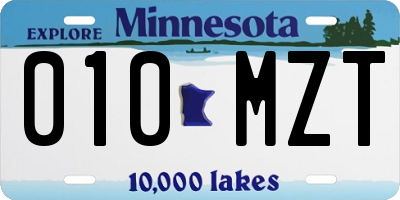 MN license plate 010MZT