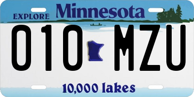 MN license plate 010MZU