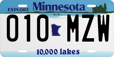 MN license plate 010MZW