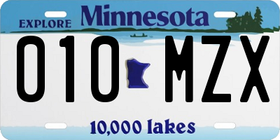 MN license plate 010MZX