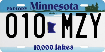 MN license plate 010MZY