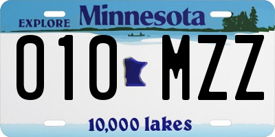 MN license plate 010MZZ