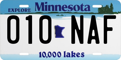 MN license plate 010NAF