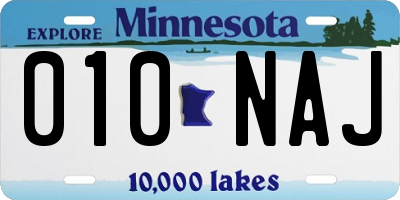 MN license plate 010NAJ