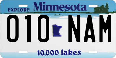MN license plate 010NAM