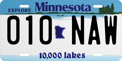 MN license plate 010NAW