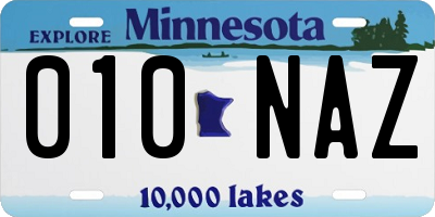 MN license plate 010NAZ