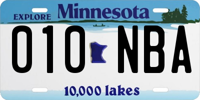 MN license plate 010NBA