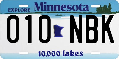 MN license plate 010NBK