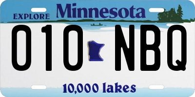 MN license plate 010NBQ