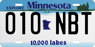 MN license plate 010NBT
