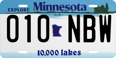 MN license plate 010NBW