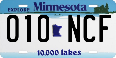 MN license plate 010NCF