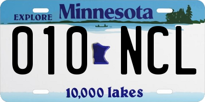 MN license plate 010NCL