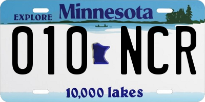 MN license plate 010NCR