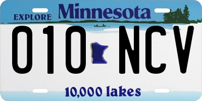 MN license plate 010NCV