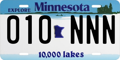 MN license plate 010NNN