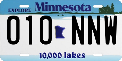 MN license plate 010NNW
