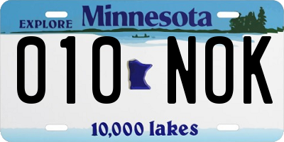 MN license plate 010NOK