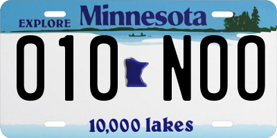 MN license plate 010NOO