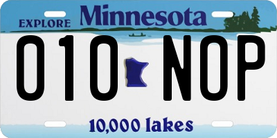 MN license plate 010NOP