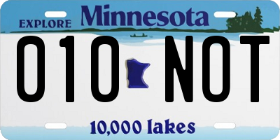 MN license plate 010NOT