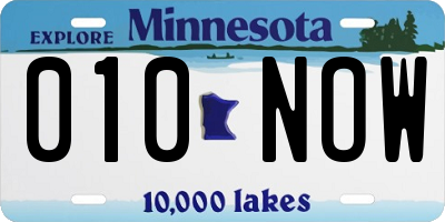 MN license plate 010NOW