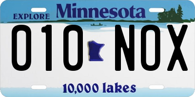MN license plate 010NOX