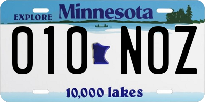 MN license plate 010NOZ
