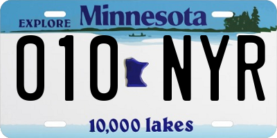 MN license plate 010NYR