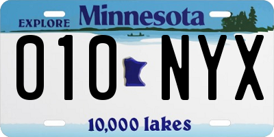MN license plate 010NYX