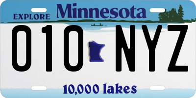 MN license plate 010NYZ