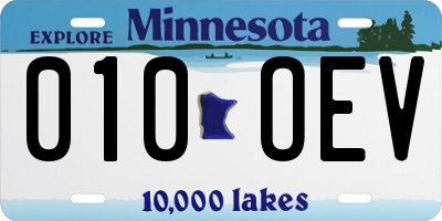 MN license plate 010OEV