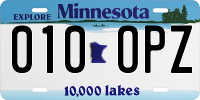 MN license plate 010OPZ