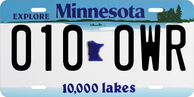 MN license plate 010OWR