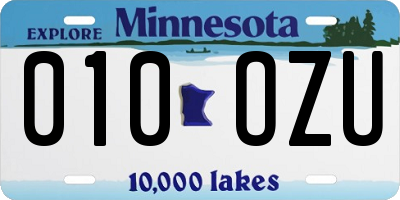 MN license plate 010OZU