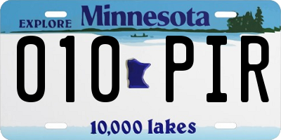 MN license plate 010PIR