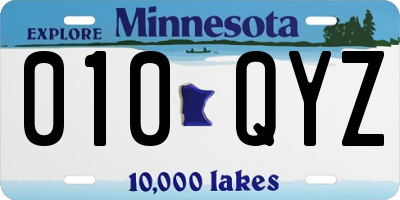 MN license plate 010QYZ
