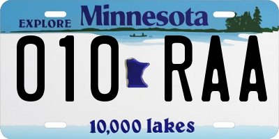 MN license plate 010RAA